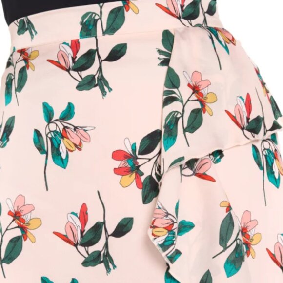 NEW Ted Baker Pull On Elastic Waist Knee Length Midi Floral Print Ruffle Skirt - Picture 3 of 6